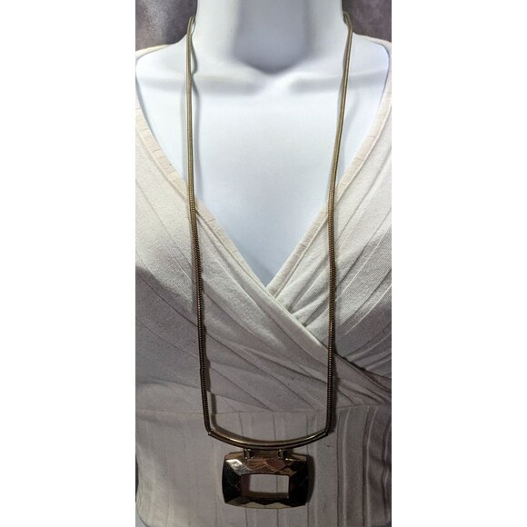 Avenue Geometric Gold Tone Pendant Statement Necklace - Picture 2 of 7